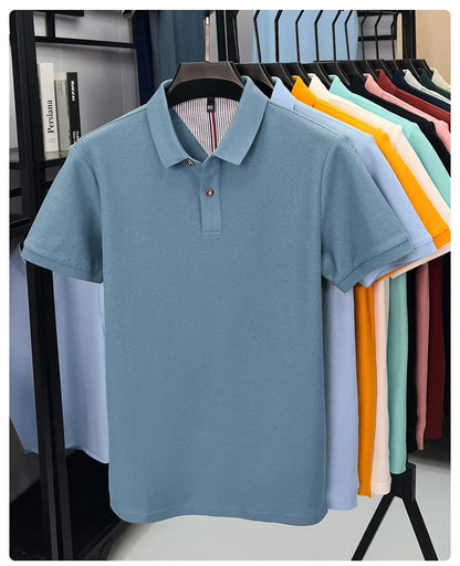 100% cotton short sleeve polo shirt comfortable lightweight high-end brand fashionable simple summer men's casual lapel T-shirt
