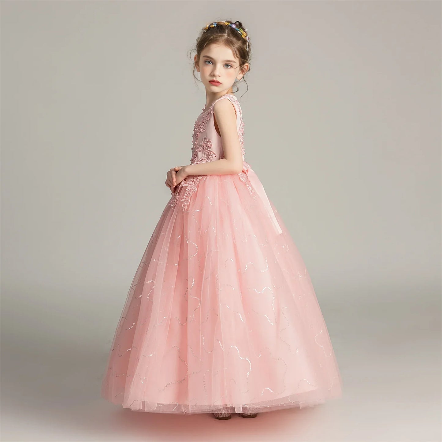 Kids Dresses For Girls Lace Dress Gown Princess Clothes Children Formal Evening Party Flower Girls Wedding Vestidois