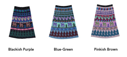 A-line Skirt 2026 Spring New Elastic Waist Colorful Floral Print Pleated Commuter Retro Style Skirt For Women 3ELC20607