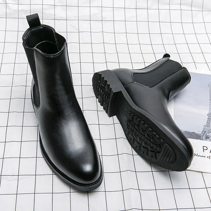 Classic Fashion Men Boots Winter Leather Shoes Autumn Business Chelsea Boots British Style Hombres Botas High Top Footwear Dress