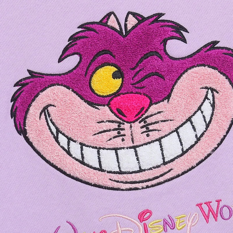 Embroidery Sweatshirt Women Casual Fleece Jumper Tigger Cheshire Cat Cartoon Loose Pullover Top O Neck