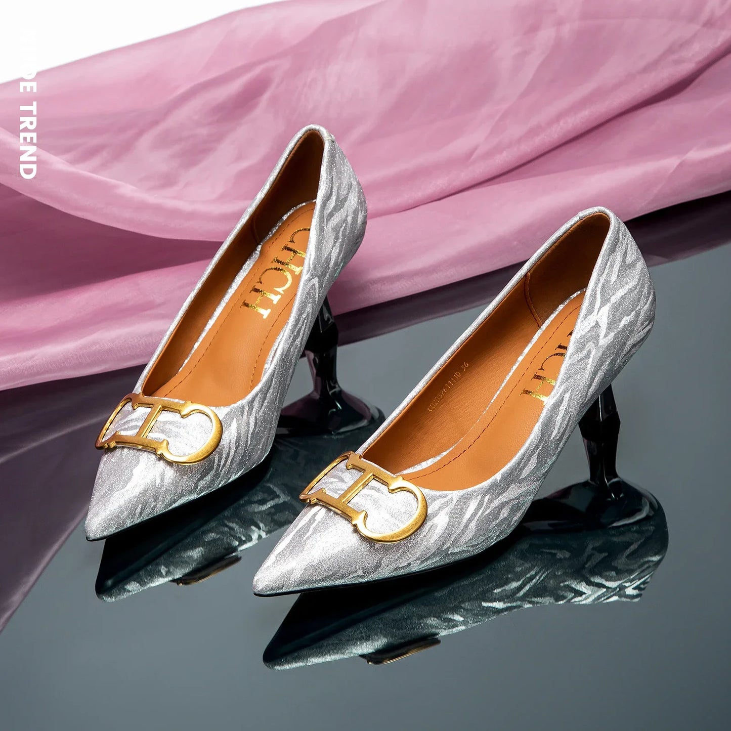 Popular Luxury Brand CHCH Women's Shoes High Heeled Leather Shoes Casual Shoes Medium Height Shoes Banquet Wedding Shoes