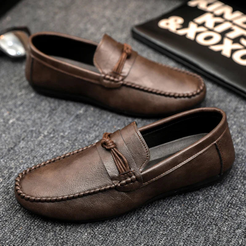 Classic Black Men's Leather Loafers Big Size 46 Slip on Shoes Man Office Shoes Comfortable Soft Flat Casual Shoes For Men