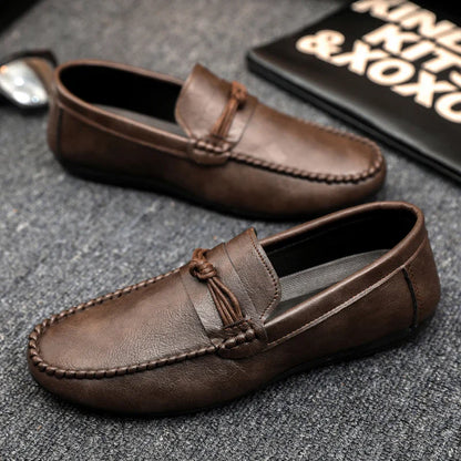 Classic Black Men's Leather Loafers Big Size 46 Slip on Shoes Man Office Shoes Comfortable Soft Flat Casual Shoes For Men