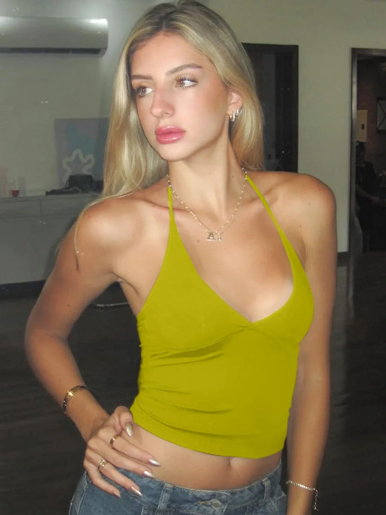 Solid Halter Backless Bandage Sexy Slim Crop Camis Top 2025 Summer Women Fashion Y2K Clothes Streetwear Festival Club