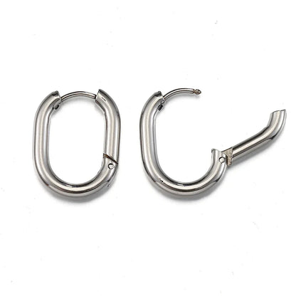 10pcs Stainless Steel Thick Wire Hoop Earrings Punk Hiphop Huggie Piercing