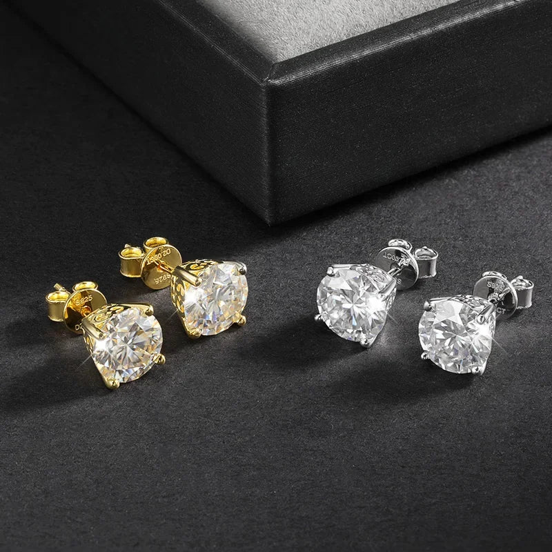GRA Certified 2CT 8mm D Color Moissanite Stud Earrings For Women Party Wedding 4 Prong S925 Silver Earring Ear Studs Gift