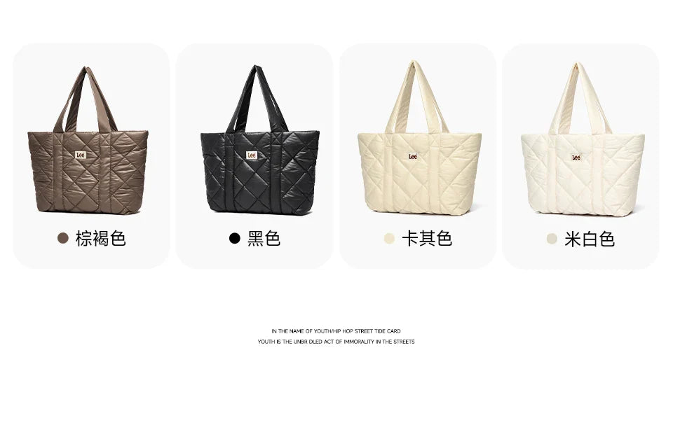 Large Soft Puffer Bag Women Big Size College Students Laptop Book Quilted Tote Bag Lady Down-filled Shopping School Bags
