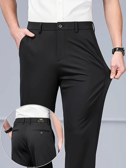 Men's Business Casual Dress Pants, Straight Leg Stretch Trousers, Formal Office Work Pants, Lightweight Breathable All-Season