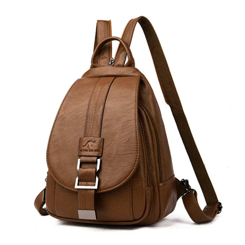 Multifunctional Women Leather Backpacks Casual Backpack For Teenager Girls School Chest Bag Travel Bagpack Ladies Sac Back Pack