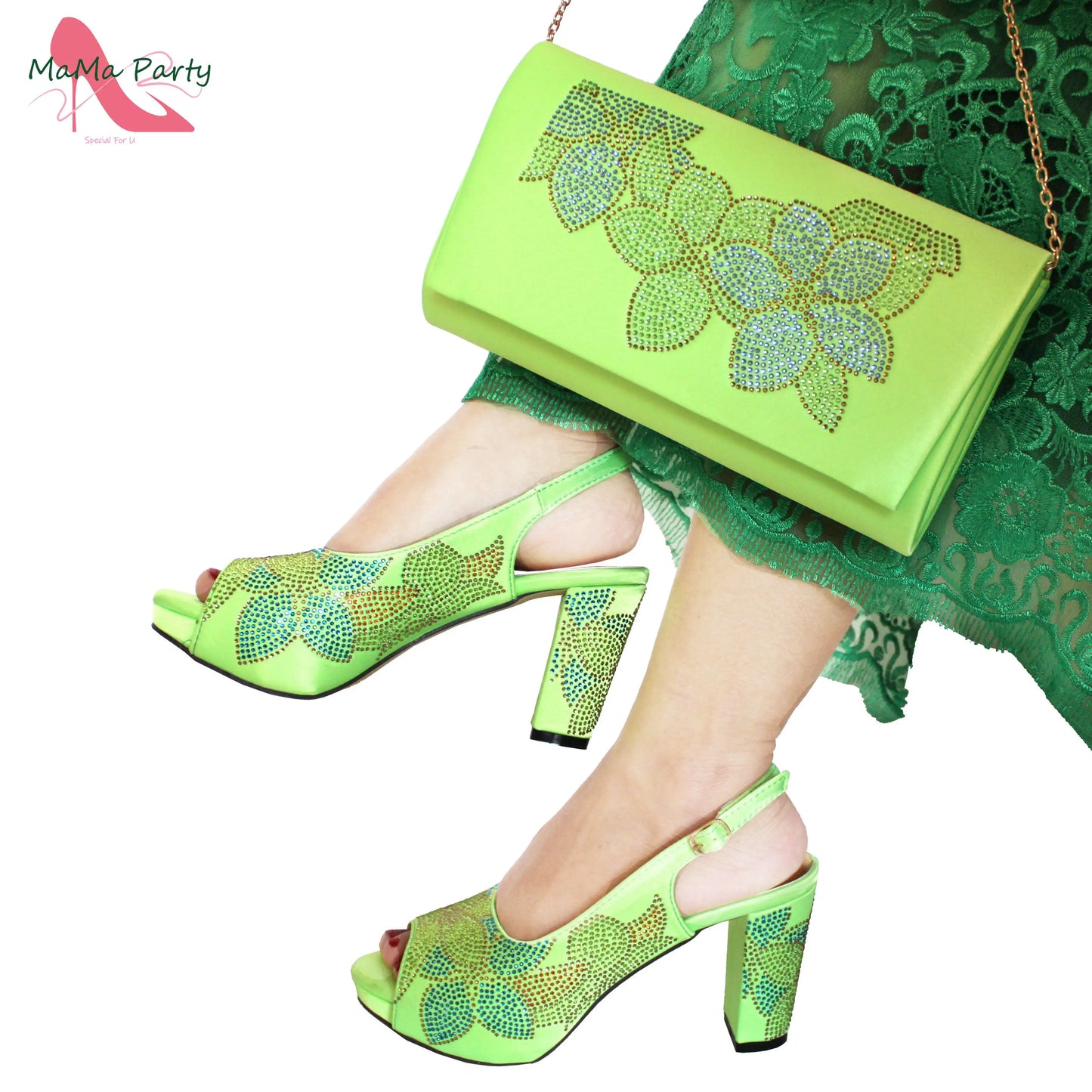 2024 Italian Design Shoes and Bag Set in Pink Color High Quality New Arrivals with Shinning Crystal for Wedding Party