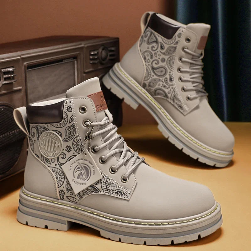 Four Seasons Men's Professional Motorcycle Riding Boots Large Size High Top Casual Leather Boots Fashion British Anti-skid Boots
