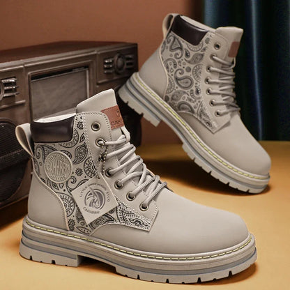 Four Seasons Men's Professional Motorcycle Riding Boots Large Size High Top Casual Leather Boots Fashion British Anti-skid Boots