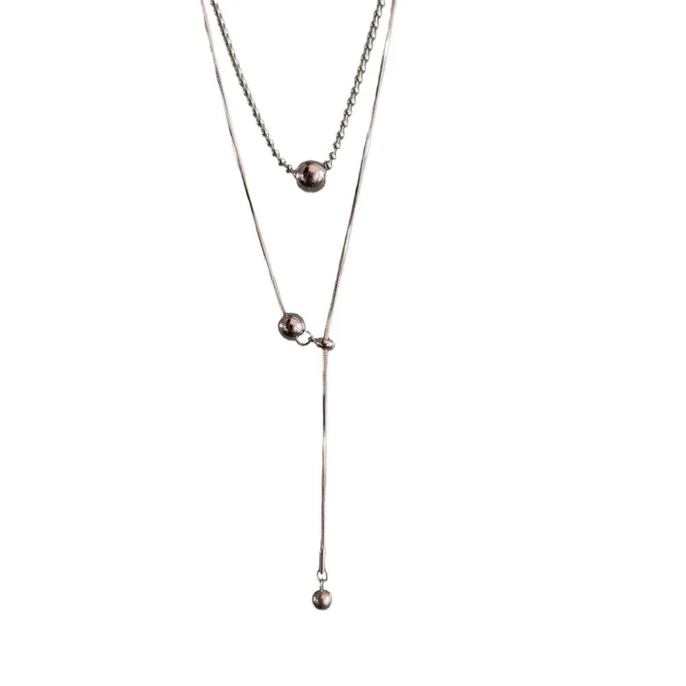 Fashion Metal Long Pull Necklaces for Women Luxury Elegant Silver Color Matte Snake Bone Chain Necklace Jewelry Accessories Gift