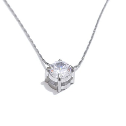 Korean Chic Stainless Steel Shiny Cubic Zirconia Cast Delicate Necklace Pendant for Women Daily Waterproof Basic Jewelry