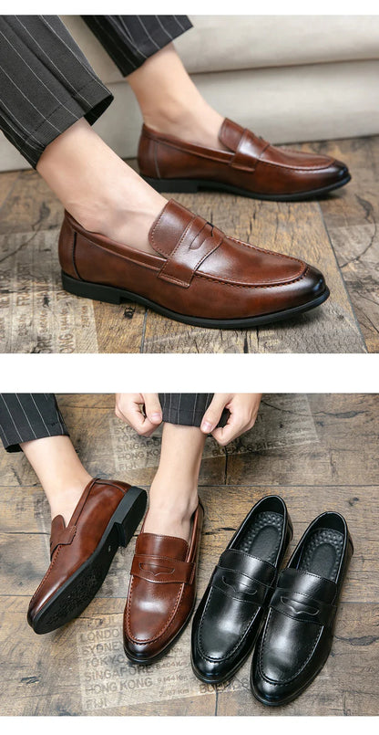 Men Casual Leather Shoes Dress Leather Loafers Men Classic Casual Business Shoes Trend Formal Party Social Leather Shoes Male