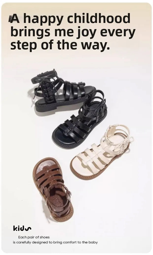 2026 Children Sandals High-top Kids Girls Sandals Baby Sandals High Quality Flat Cut-Outs Beach Sandals