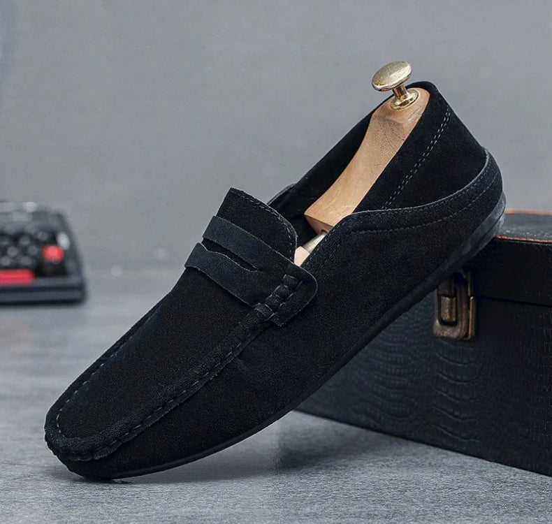 Novos Sapatos Masculinos de Primavera e Outono Estilo Social, Camurça, Sapatilhas Loafer, Couro Fosco Casual para Jovens