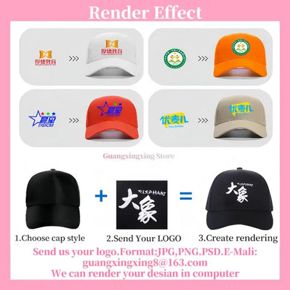 Custom embroidered logo hat Men's and women's mesh cap cotton baseball cap design DIY picture printing logo hat Summer sun hat