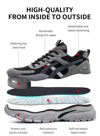 Man Safety Shoes Puncture-Proof Work Sneakers Lightweight Work Shoes Men Steel Toe Shoes Safety Boots Indestructible Shoes