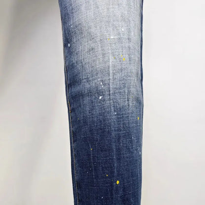 Street Fashion Men Jeans Retro Blue High Quality Elastic Skinny Fit Ripped Jeans Men Patched Designer Hip Hop Brand Pants Hombre