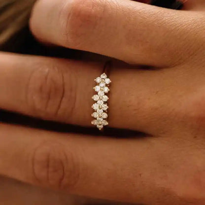 2mm Moissanite Ring With Certificate 925 Sterling Silver Cluster Flower Wedding Rings For Women 14k Gold Plated Jewelry