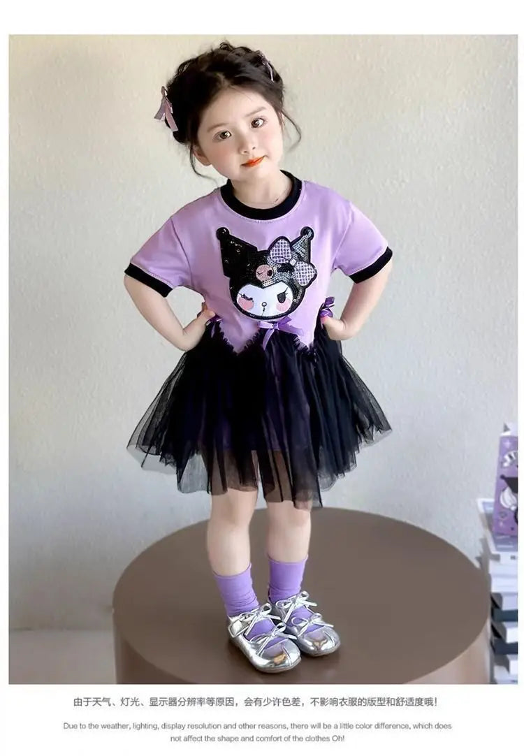 Princess Style Short Sleeve Dress for Girls Baby Mesh Skirt Summer New Arrival Children's Clothing Casual Daily Skirt