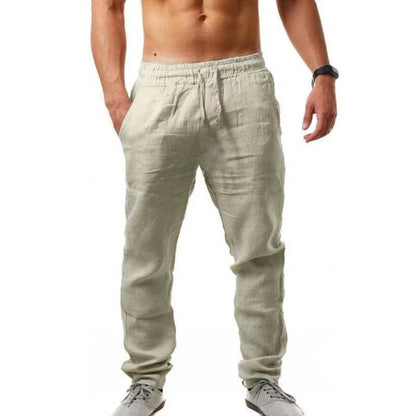 Men's cotton and linen pants, men's autumn new casual breathable solid color linen pants, fitness streetwear s-5XL