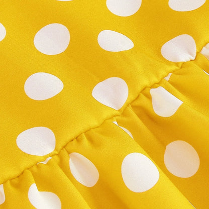 New Fashion Kids Dress For Girls Polka Dot Short-sleeved Children Dress With Baby Collar Daily Girls Casual Costume