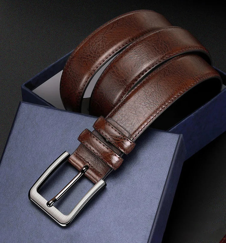 High-quality genuine leather men's belt with buckle, casual and business belt, masculine design, fashion novelty 2