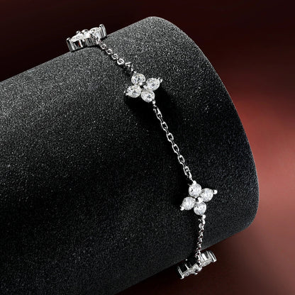 Clover GRA Certified 2cttw D Color Moissanite Bracelet for Women Girl 925 Silver Pass Diamond Test Hand Link Bracelets Gift