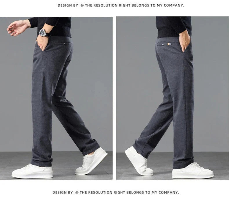 Fleece Men's Casual Pants 2025 Winter New Soft Fashion Business Velvet Slim Trousers Stretch Thick Classic Plush Male Pants