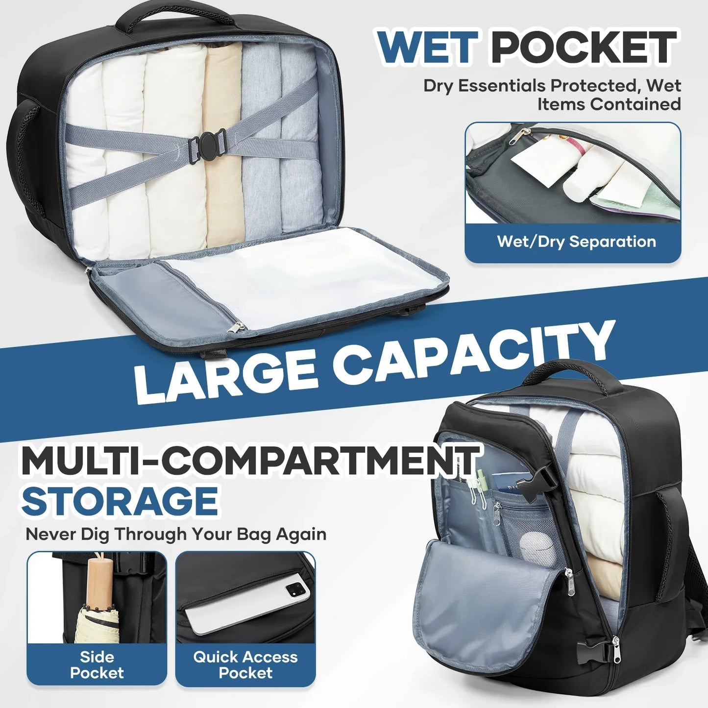 Under Seat Travel Backpack Ryanair 40x20x25 Airplane Travel Backpack Convenient Outdoor Men Laptop Backpack Outdoor Carry-On Bag