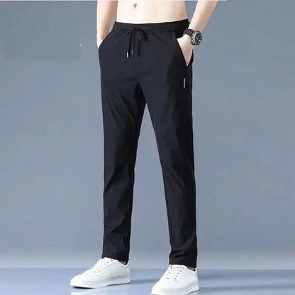 Summer men's ice silk quick drying casual pants slim fit Korean version ice silk pants sports pants straight tube quick drying p