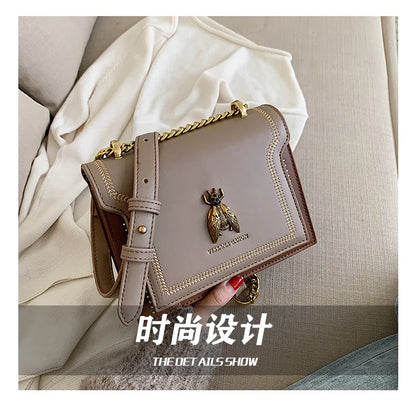Luxury Brand Women Handbag 2024 New Retro Bee Female Shoulder Bag Simple High Quality Leather Designer Crossbody Bags