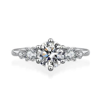 1CT D Color Moissanite Rings for Women Sparkling Diamond Engagement Wedding jewelry with GRA 925 Sliver Plated 18k Ring