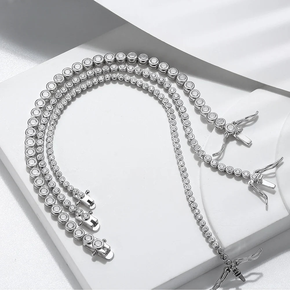 Shiny Tennis Bracelet 925 Sterling Silver 1.5/2/3mm Clear Cubic Zirconia for Women Luxury Chain Bracelet Jewelry SB143