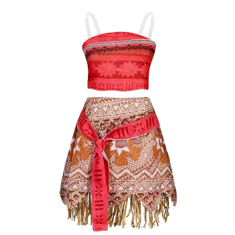Movie Moana Girl Dress Halloween Cosplay Party Costume Princess Fancy Clothes Children Vaiana Outfit Dress