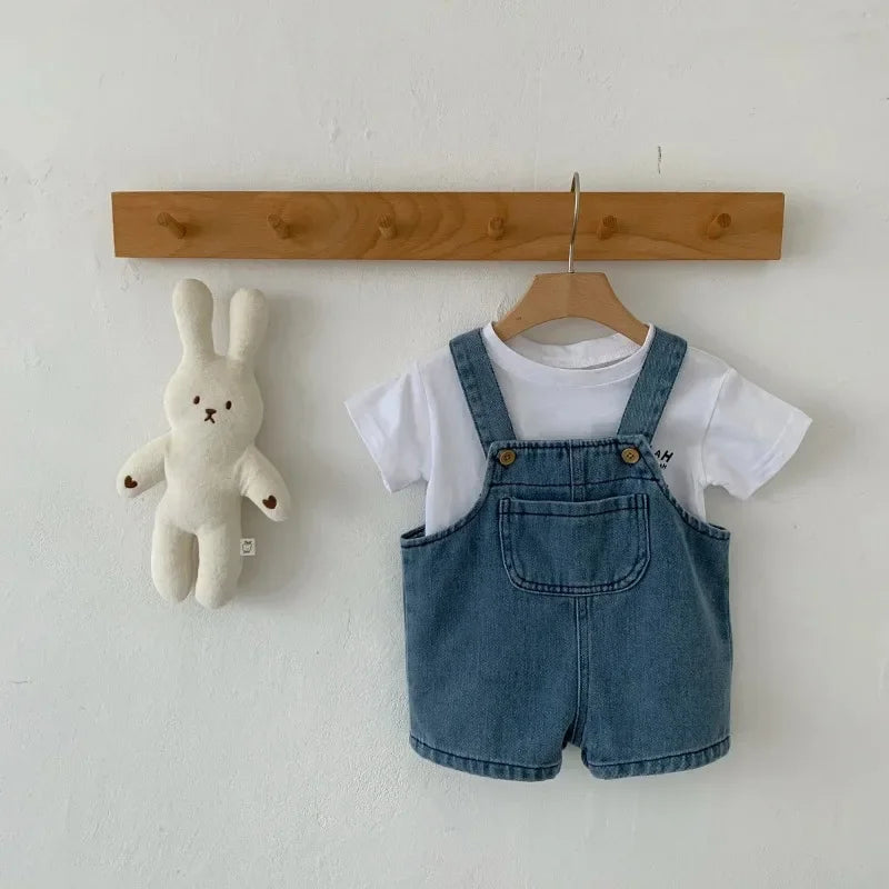 0-3 Years Toddler Baby Boy Clothes Sets Summer Short Sleeve Baby Tops Tee Overall Pants Casual Baby Girl Outfits Clothing