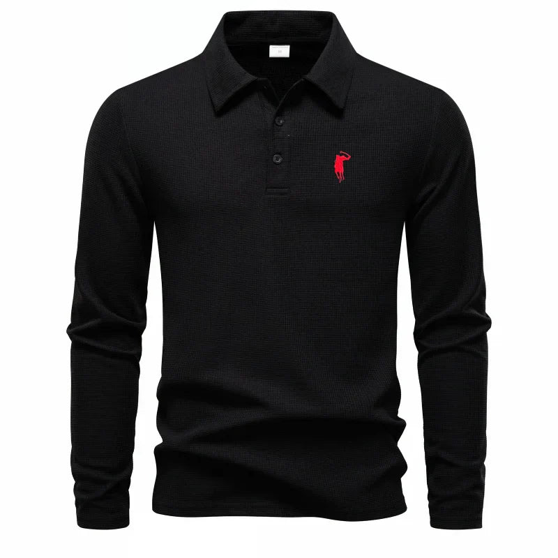 Luxury brand polo shirt long sleeved embroidered design men's top 2025 autumn new comfortable breathable business casual T-shirt