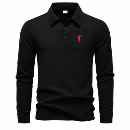 Luxury brand polo shirt long sleeved embroidered design men's top 2025 autumn new comfortable breathable business casual T-shirt
