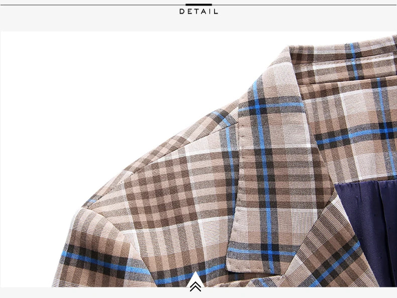 Blazers Calças Marca de Luxo Boutique Masculina Moda Xadrez Jaqueta Terno Casual de Negócios Calças Roupa de Festa para Noivo