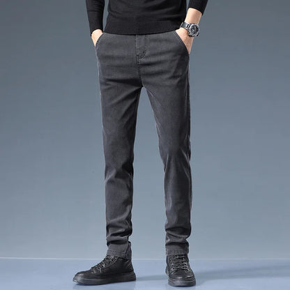 Smil Straight Men Jeans Autumn casual black gray  denim trousers pants for man korea clothing