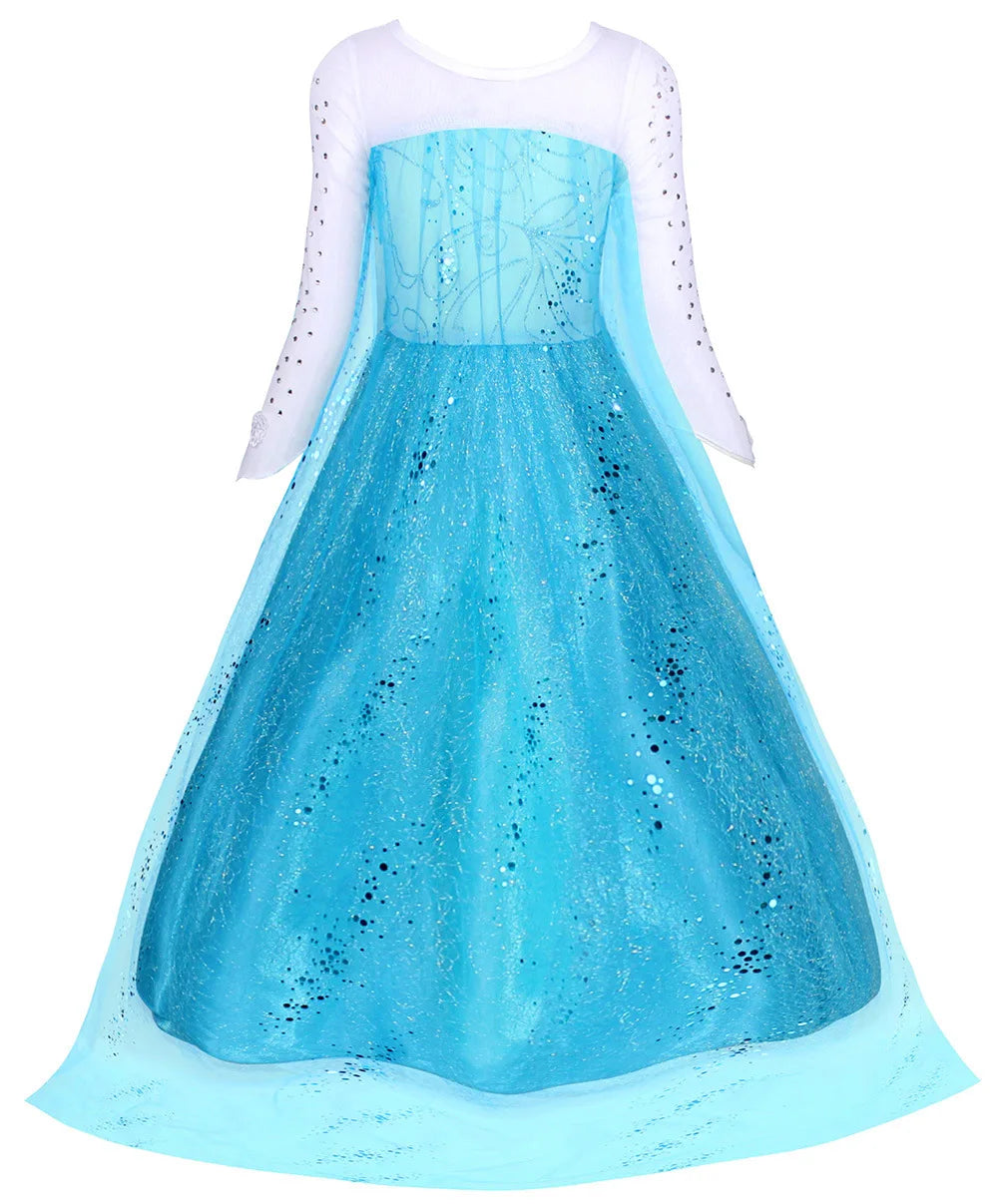 Girls Frozen 2 Elsa Anna Princess Mesh Sequin Clothes Kids Cosplay Snow Queen Costumes Carnival Birthday Party Elsa Gowns