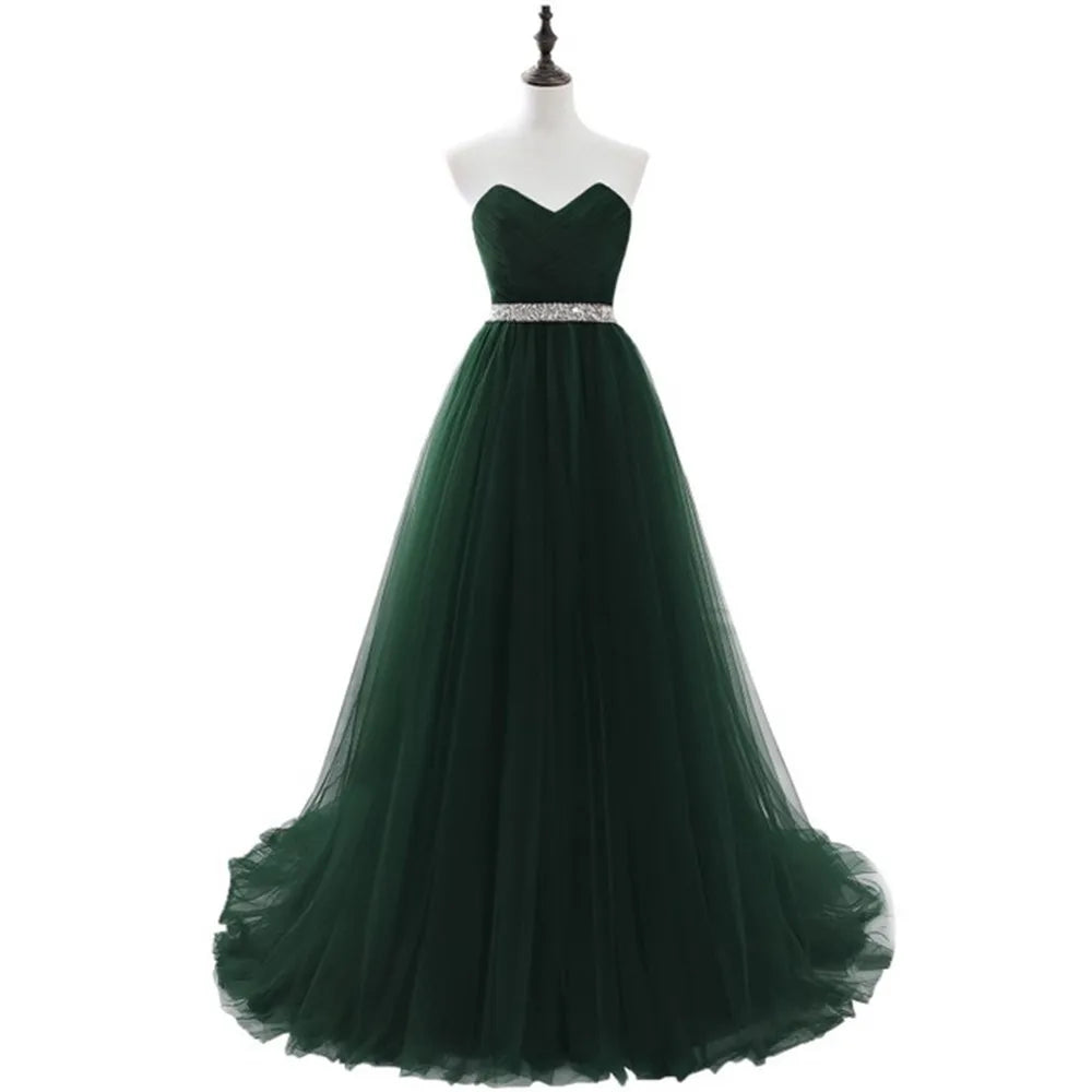 Vestidos de Noite de Tule Azul Royal com Renda, Cristais e Lantejoulas para Festa Formal de Noiva, Sexy, sem Mangas, Vestido de Baile, Branco, Borgonha