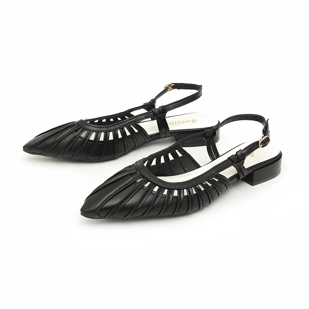 Elegant Pointed Toe Slingback Sandals for Women Summer - Pleated Mesh Low Block Heel Pumps - Adjustable Buckle Strap Dress Shoes