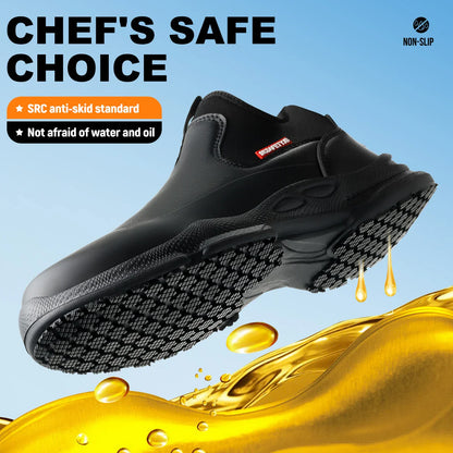 Fashion Comfort Soft Soled Waterproof Shoes Chef Shoes Four Seasons Anti Slip Oil Resistant Business Casual   Work EVA Shoes