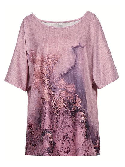 Plus Size T Shirt Tops Summer Women's Short Sleeve Round Neck Floral Printed Loose Tops T Shirt Casual T Shirt Hoodie
