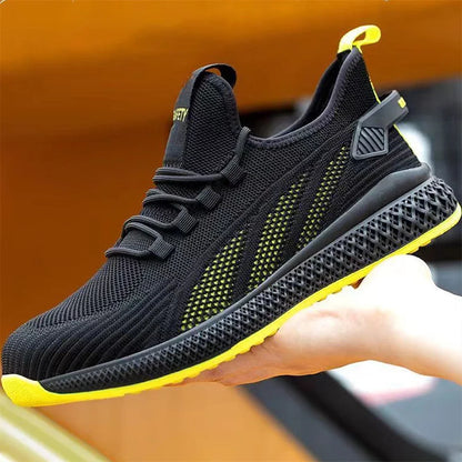 Breathable Men Work Shoes, Summer Safety Shoes Lightweight Protective Sneakers, Steel Toe Work Shoes Men Puncture-Proof Boots