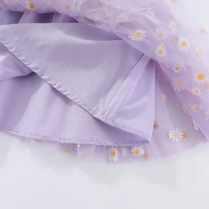 Korean Style Girls' Summer Dress 0-4Y Cute Baby Children's Little Daisy Suspender Mesh Dress Kid's Clothing